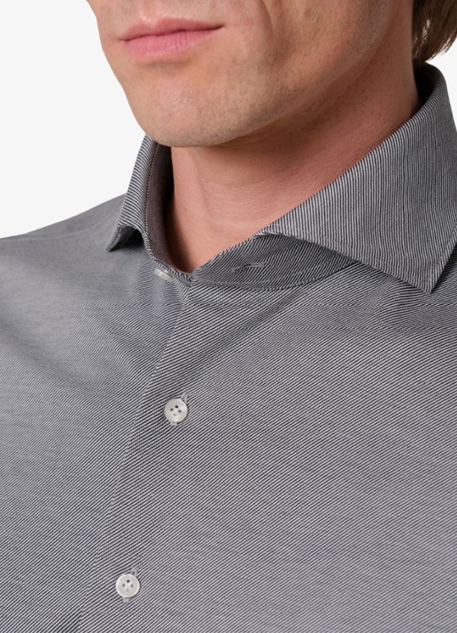 Profuomo Slim fit Japanese knitted shirt overhemd - detail 6 royalblauw