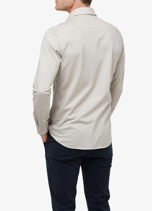 Profuomo Slim fit Japanese knitted shirt - achterkant donkerbeige