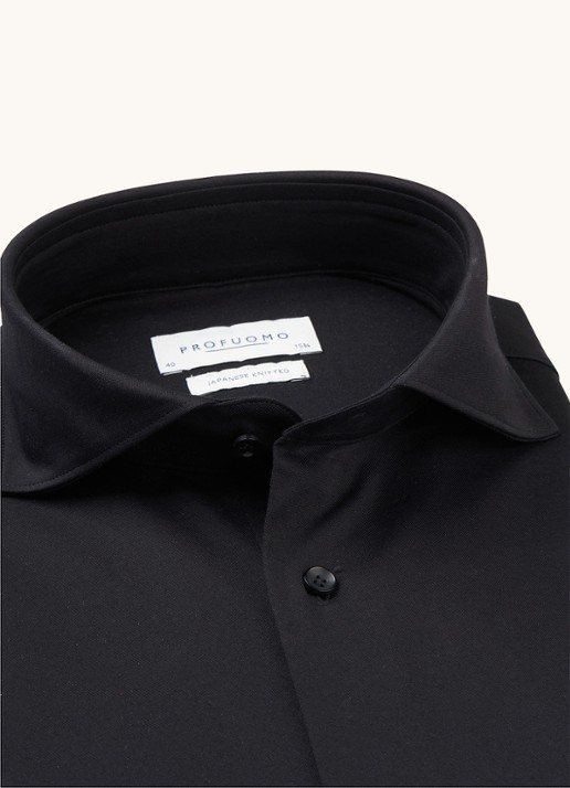 Profuomo Slim fit Japanese knitted shirt - detail 3 zwart