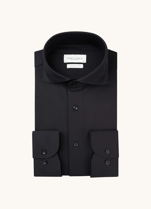 Profuomo Slim fit Japanese knitted shirt - voorkant 5 zwart