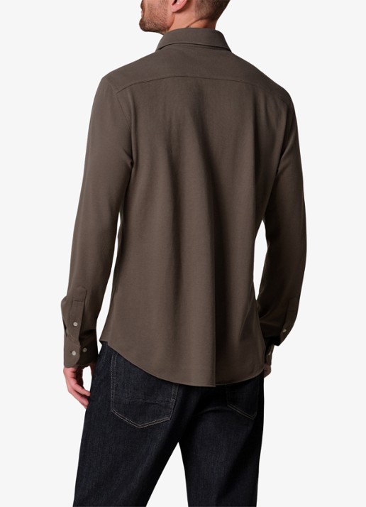 Profuomo Slim fit knitted shirt overhemd - achterkant taupe