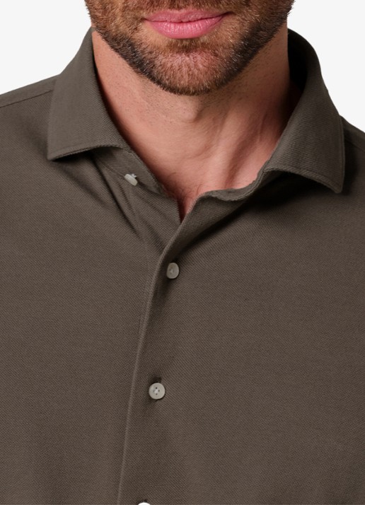 Profuomo Slim fit knitted shirt overhemd - detail 6 taupe