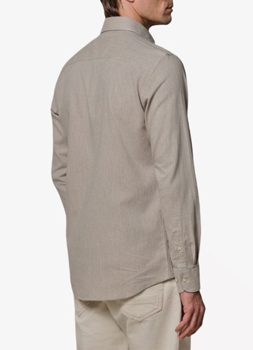 Profuomo Slim fit overhemd in linnenblend - achterkant beige