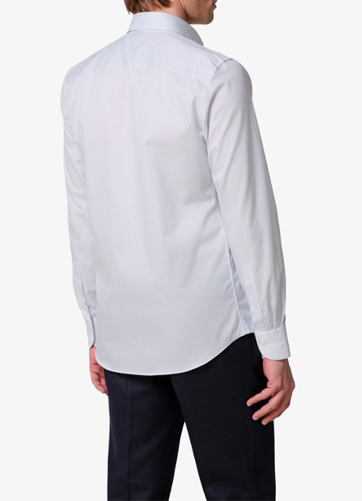 Profuomo Slim fit overhemd met streepprint - achterkant 4 lichtblauw