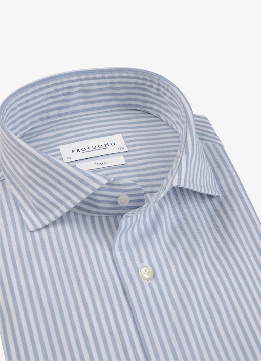 Profuomo Slim fit overhemd met streepprint - detail 2 blauw