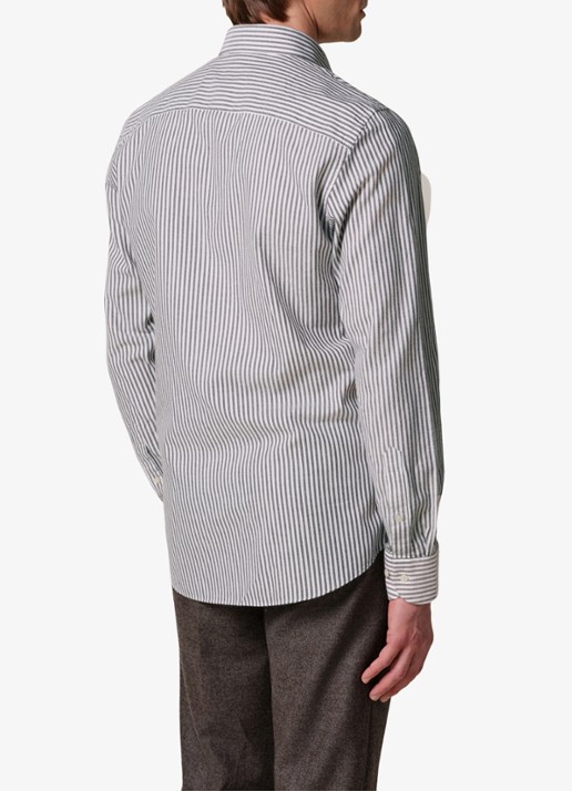 Profuomo Slim fit overhemd met streepprint - achterkant 4 bruin