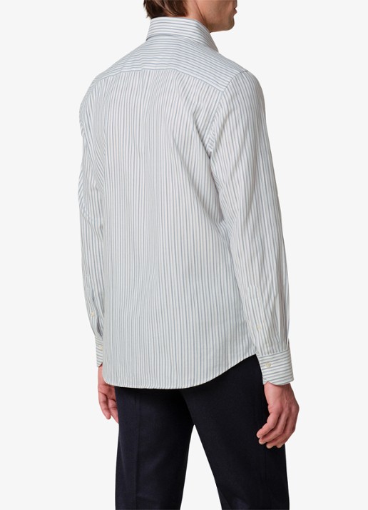 Profuomo Slim fit overhemd met streepprint - achterkant 4 blauw