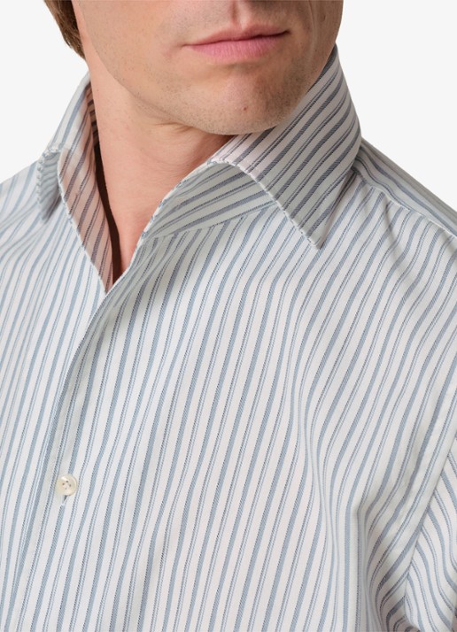 Profuomo Slim fit overhemd met streepprint - detail 3 blauw
