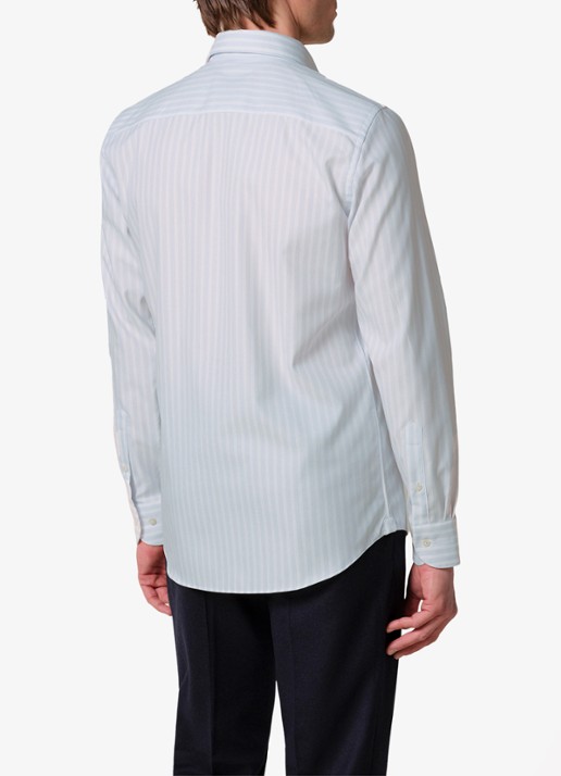 Profuomo Slim fit overhemd met streepprint - achterkant 4 lichtblauw