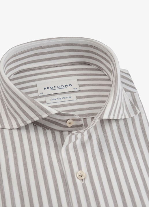 Profuomo Slim fit overhemd met streepprint - detail 4 grijs