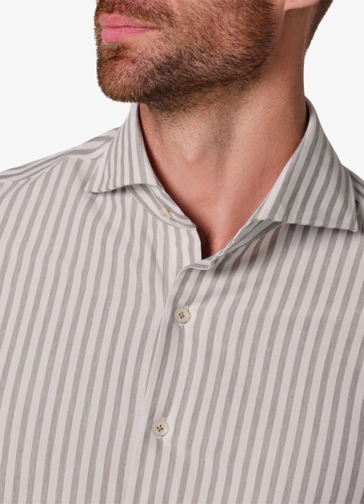 Profuomo Slim fit overhemd met streepprint - detail 5 grijs
