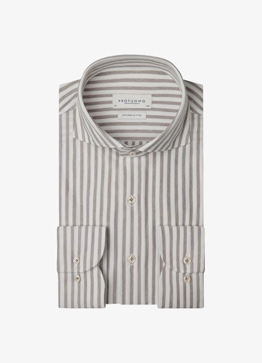 Profuomo Slim fit overhemd met streepprint - voorkant grijs