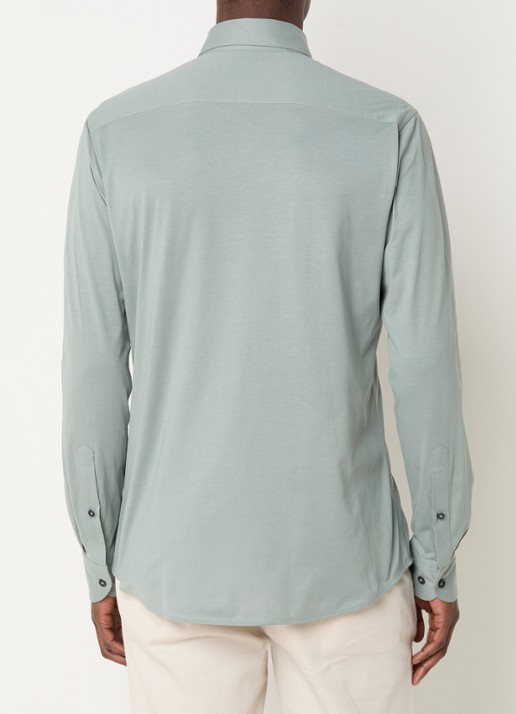 Profuomo Slim fit overhemd met stretch  - achterkant 3 lindegroen