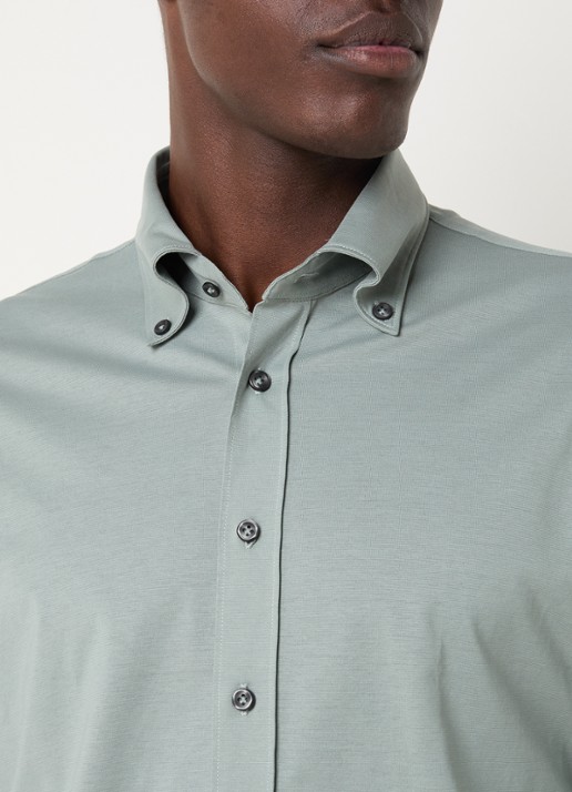 Profuomo Slim fit overhemd met stretch  - detail 2 lindegroen