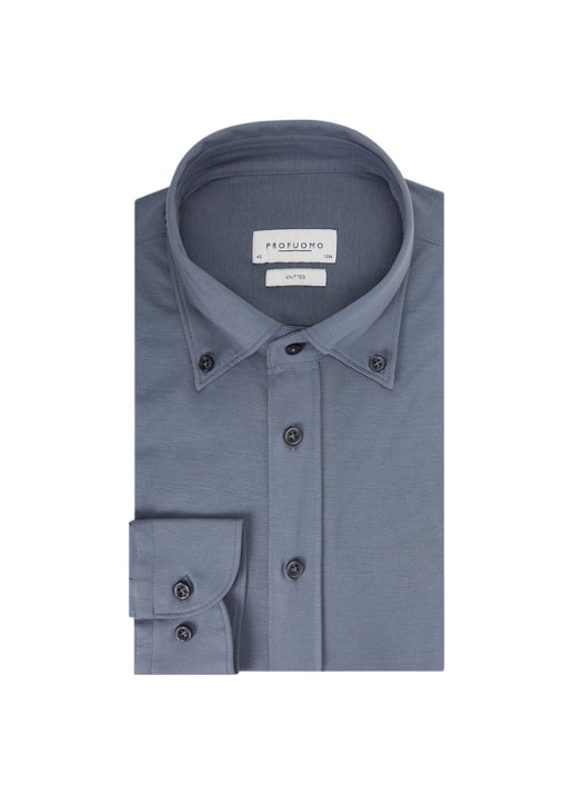 Profuomo Slim fit overhemd met stretch  - voorkant 2 indigo
