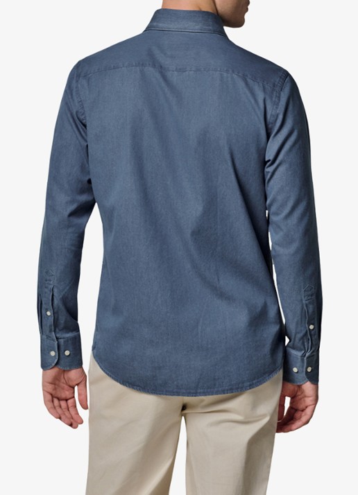 Profuomo Slim fit overhemd van denim - achterkant 3 indigo