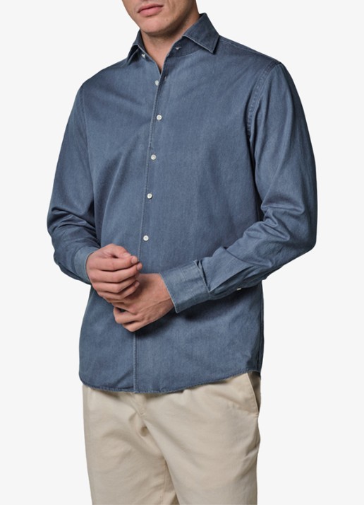 Profuomo Slim fit overhemd van denim