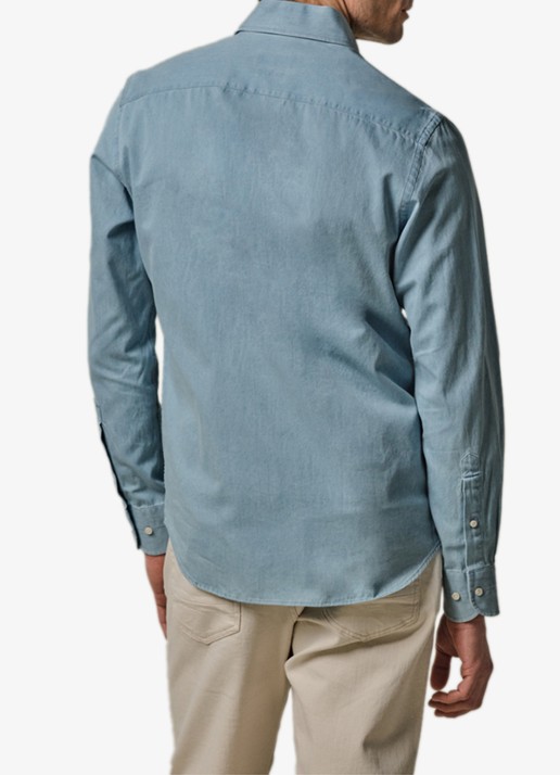 Profuomo Slim fit overhemd van denim - achterkant 6 blauw