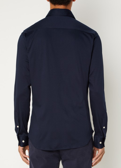 Profuomo Slim fit overhemd van jersey - achterkant 3 blauw