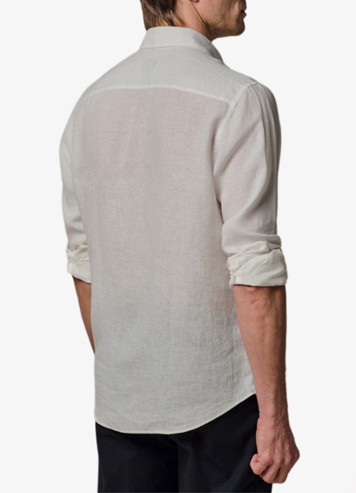 Profuomo Slim fit overhemd van linnen - achterkant 4 wit