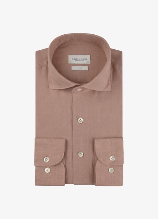 Profuomo Slim fit overhemd van linnen - voorkant 2 roze