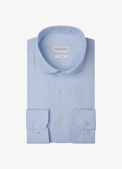 Profuomo Slim fit overhemd - voorkant 5 lichtblauw