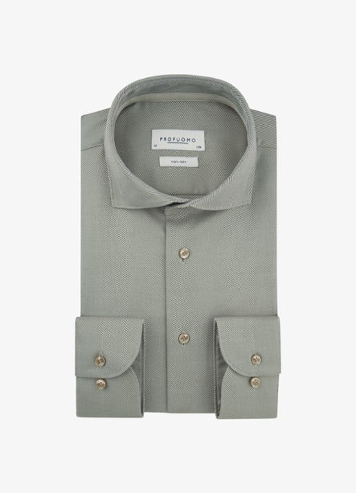 Profuomo Slim fit overhemd - voorkant 4 grijs