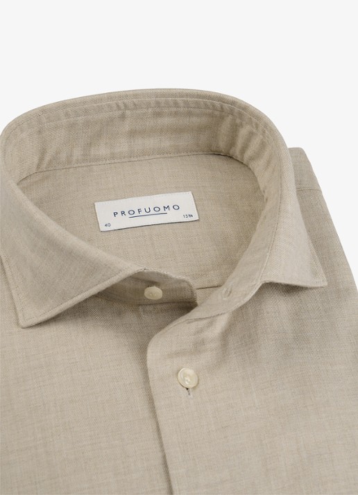 Profuomo Slim fit overhemd - detail 2 beige