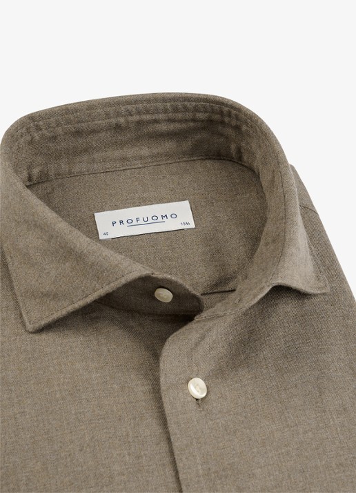 Profuomo Slim fit overhemd - detail 2 bruin