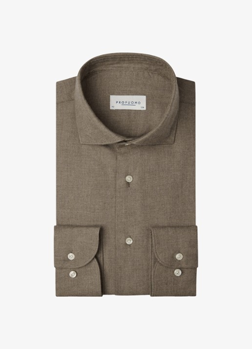 Profuomo Slim fit overhemd - voorkant bruin