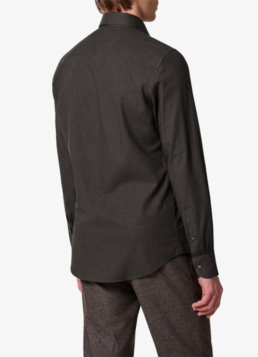Profuomo Slim fit overhemd - achterkant 6 donkerbruin