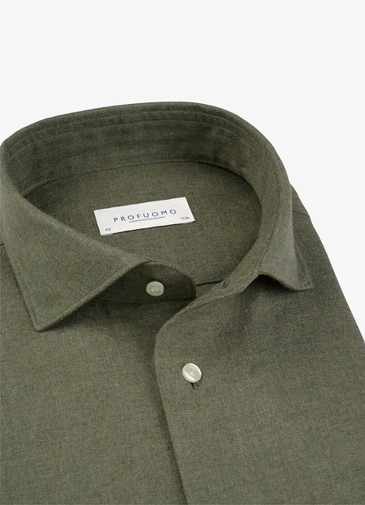 Profuomo Slim fit overhemd - detail donkergroen