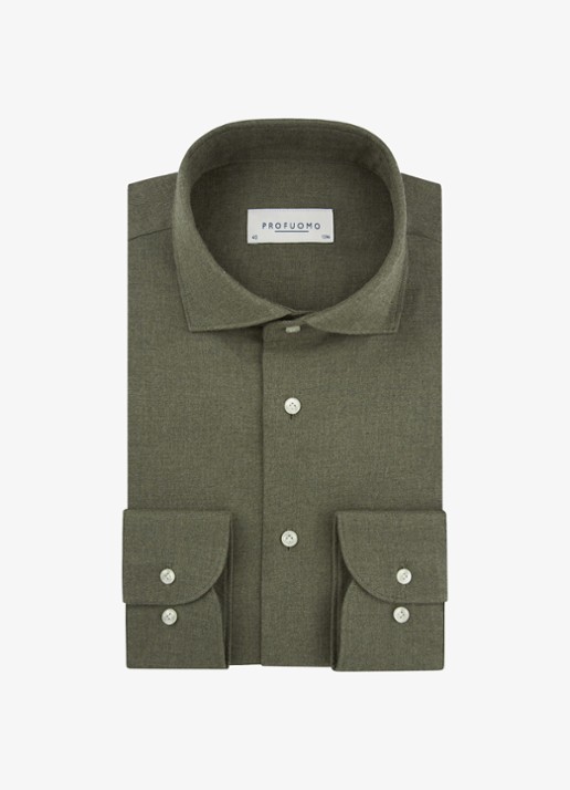 Profuomo Slim fit overhemd - voorkant 2 donkergroen