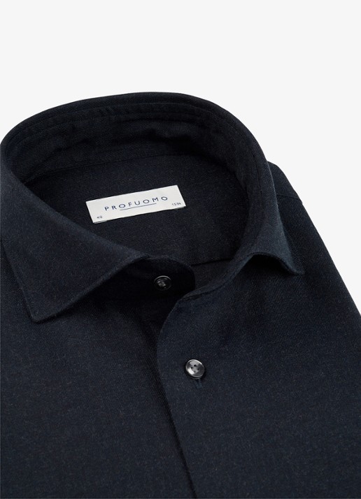 Profuomo Slim fit overhemd - detail 2 donkerblauw