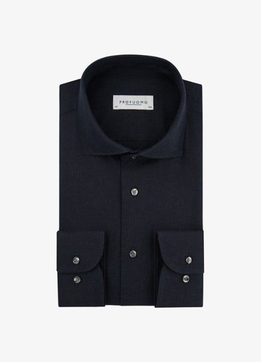 Profuomo Slim fit overhemd - voorkant donkerblauw