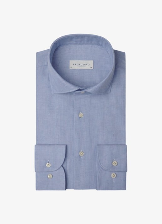 Profuomo Slim fit overhemd - voorkant blauw
