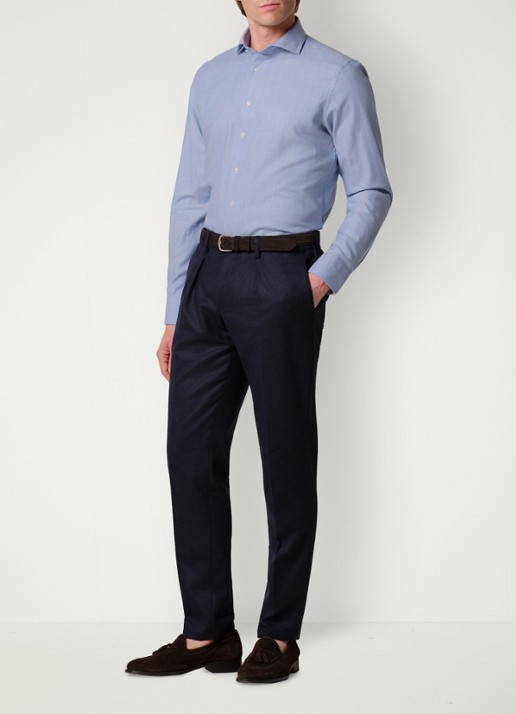 Profuomo Slim fit overhemd - voorkant 2 blauw