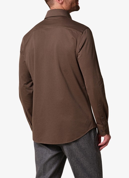 Profuomo Slim fit overhemd - achterkant 4 chocoladebruin