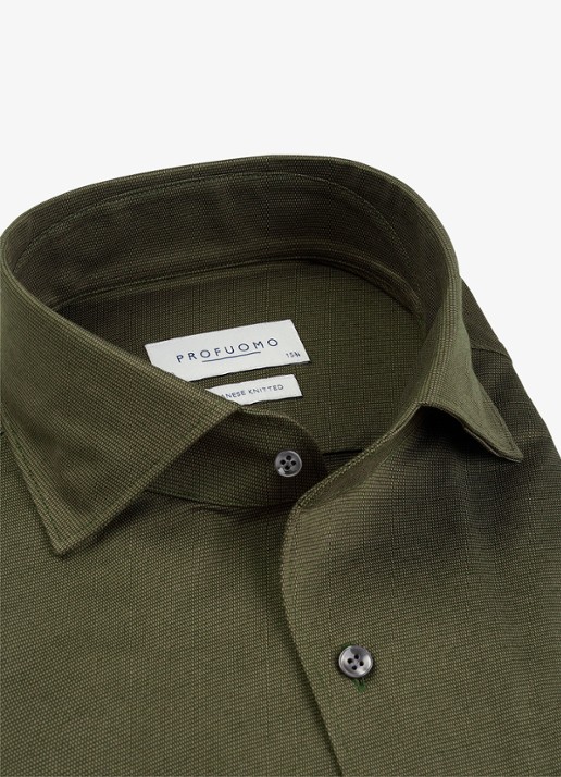 Profuomo Slim fit overhemd - detail 2 chocoladebruin