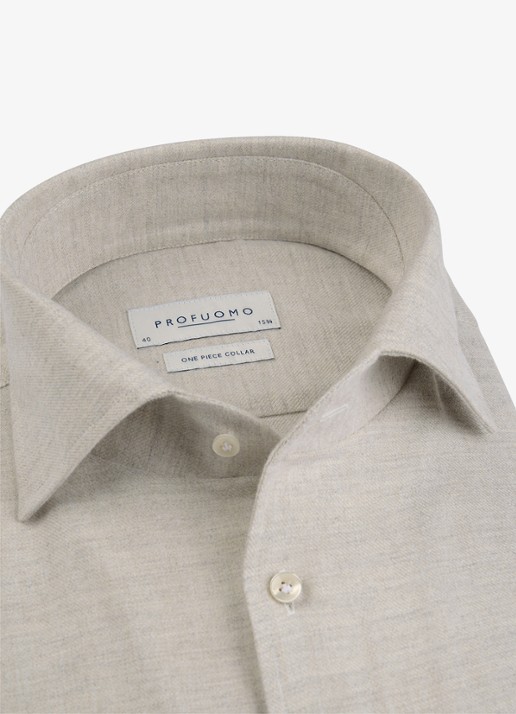Profuomo Slim fit overhemd - detail 2 beige
