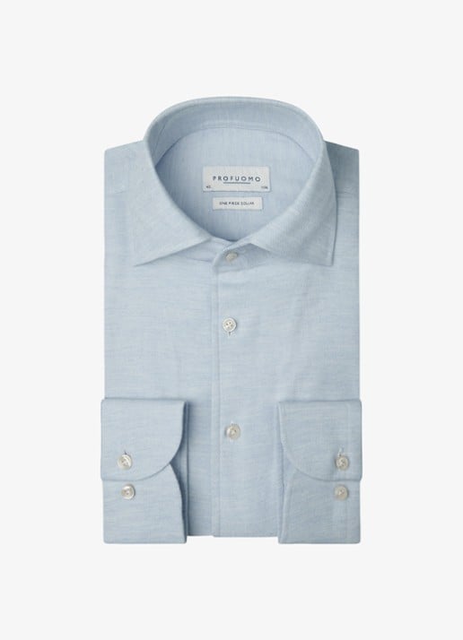Profuomo Slim fit overhemd - voorkant 5 lichtblauw
