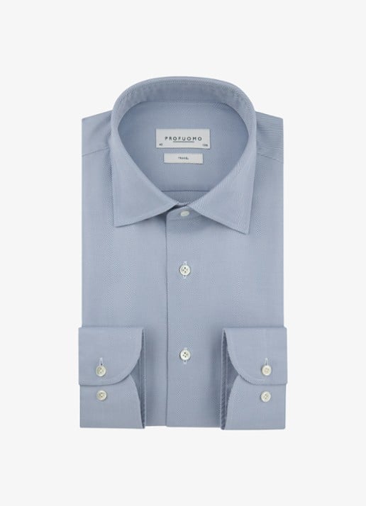 Profuomo Slim fit overhemd - voorkant 2 lichtblauw