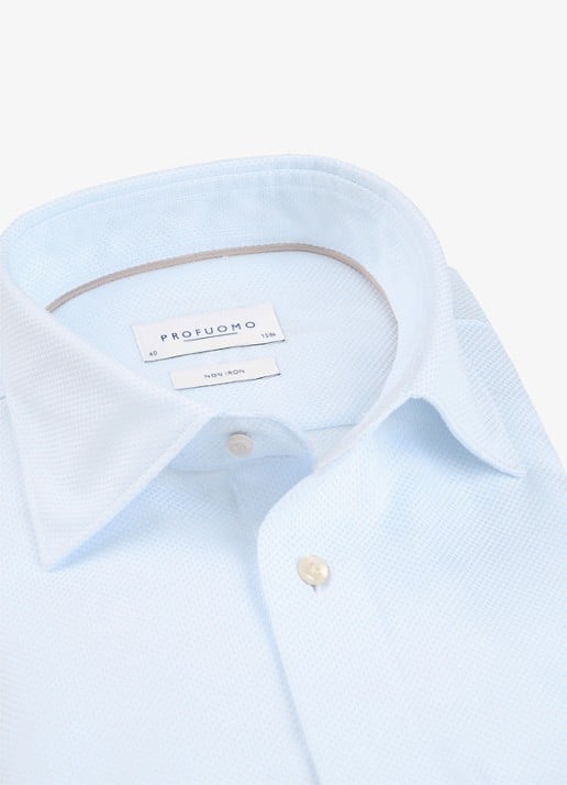 Profuomo Slim fit overhemd - detail 2 lichtblauw