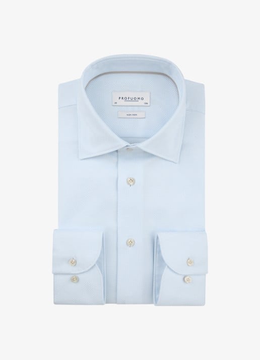 Profuomo Slim fit overhemd - voorkant 5 lichtblauw