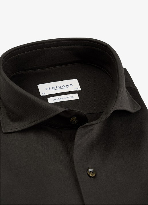 Profuomo Slim fit overhemd - detail 5 donkerbruin