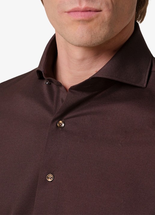 Profuomo Slim fit overhemd - detail 6 donkerbruin