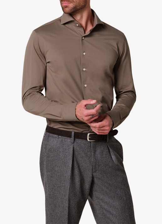 Profuomo Slim fit overhemd - detail khaki