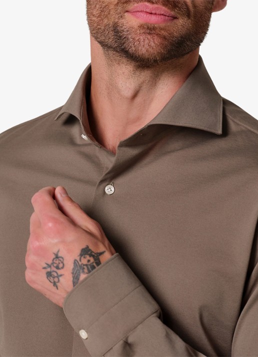 Profuomo Slim fit overhemd - detail 3 khaki