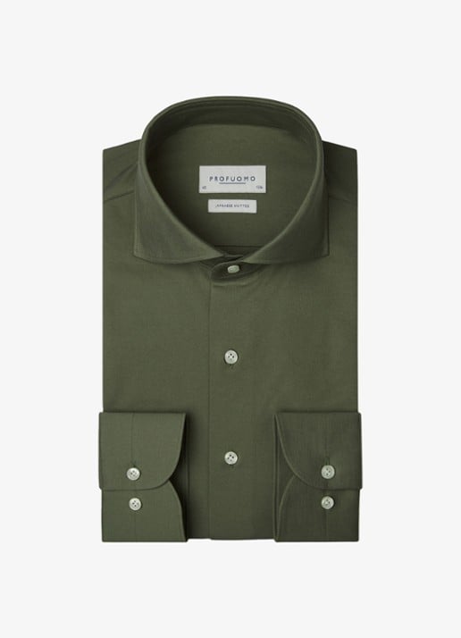 Profuomo Slim fit overhemd - voorkant 5 khaki