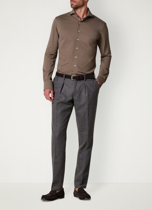 Profuomo Slim fit overhemd - voorkant 6 khaki